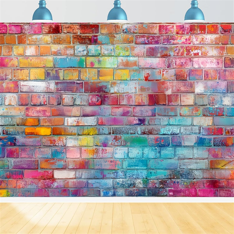 Backstein Fotohintergrund Farbspritzer Graffiti Wand Hintergrund CSH6-150