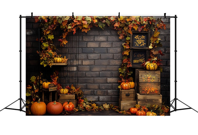 Herbstblätter Backdrop Rustic Brick Ernte Hintergrund CSH6-182