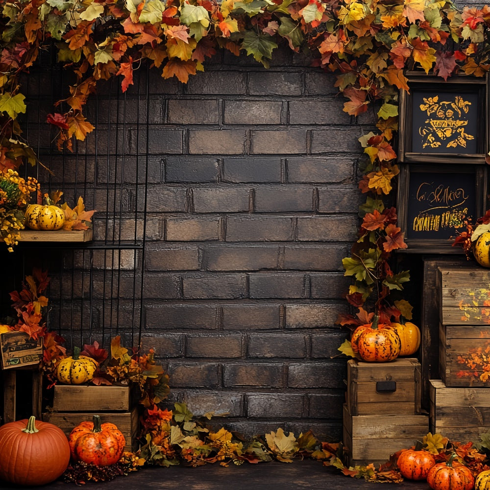 Herbstblätter Backdrop Rustic Brick Ernte Hintergrund CSH6-182