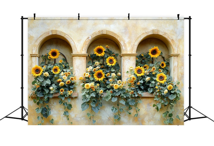 Herbst Fotokulisse Sunny Archway Sunflower Backdrop CSH6-188