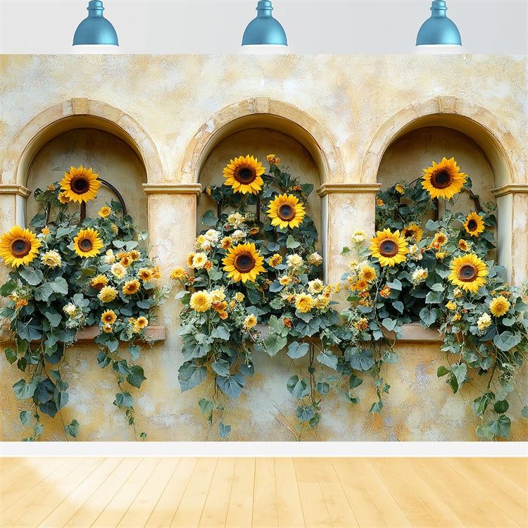 Herbst Fotokulisse Sunny Archway Sunflower Backdrop CSH6-188