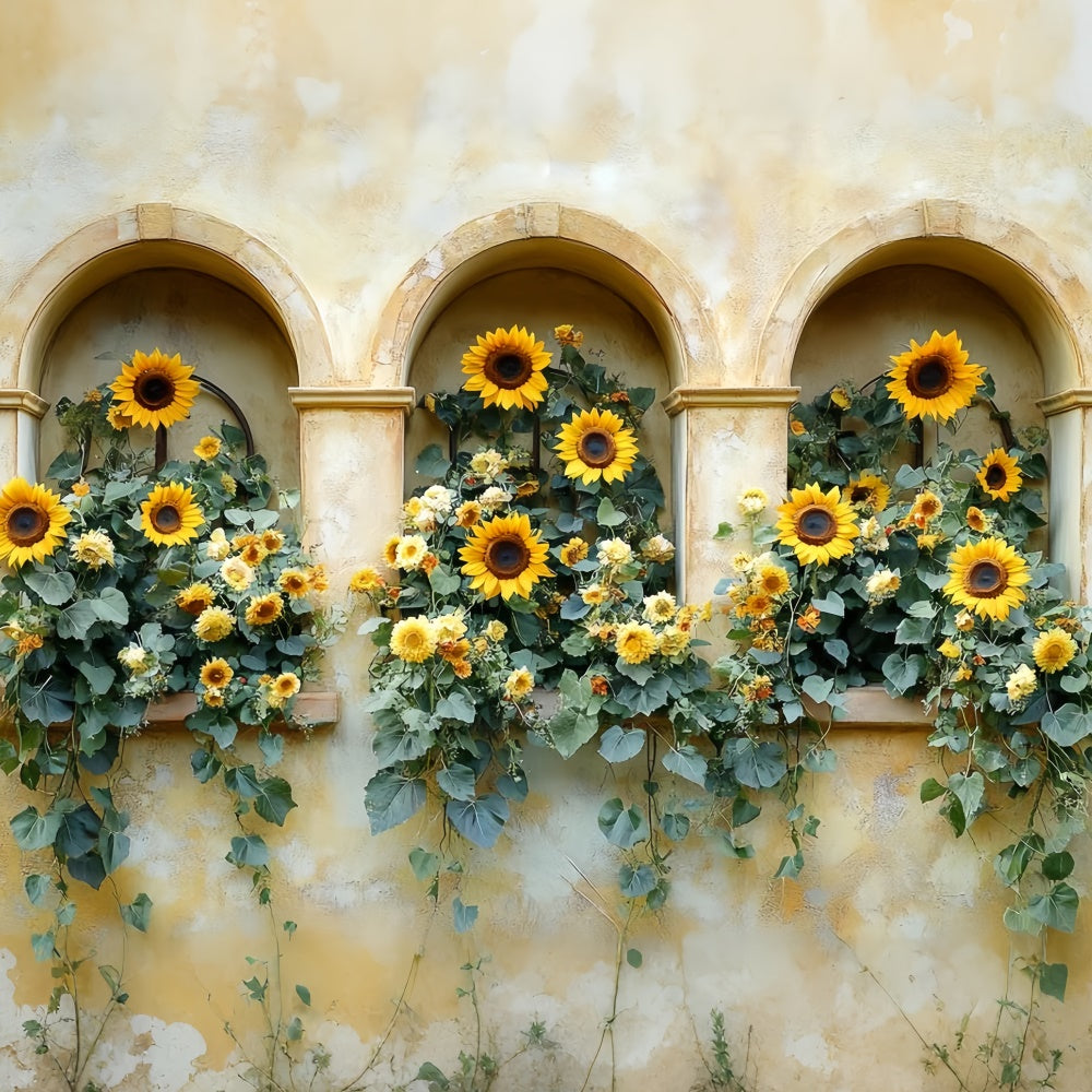 Herbst Fotokulisse Sunny Archway Sunflower Backdrop CSH6-188