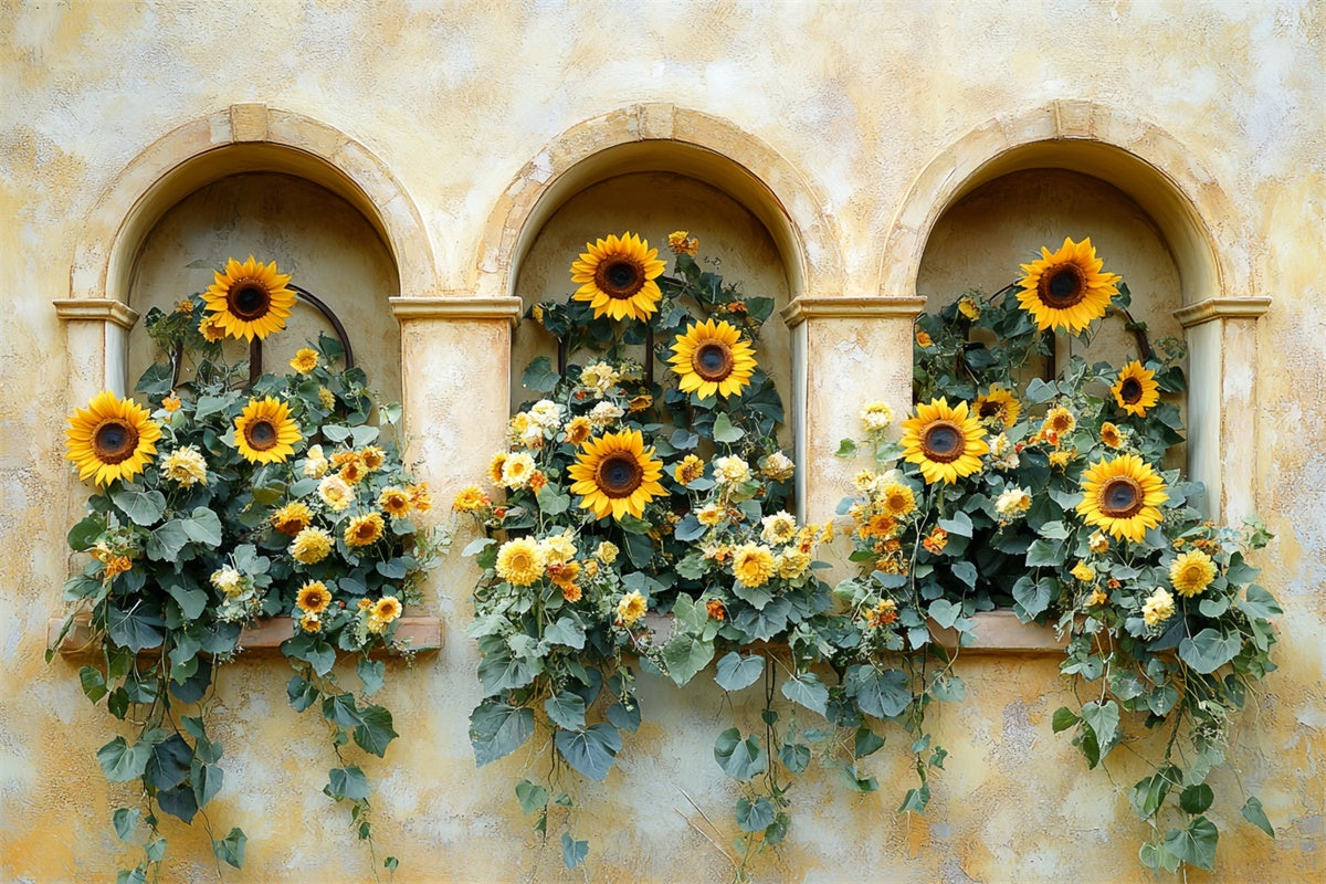 Herbst Fotokulisse Sunny Archway Sunflower Backdrop CSH6-188