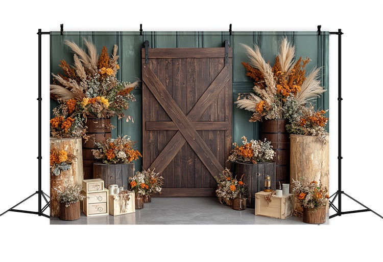 Scheunentor-Hintergrund Landhaus-Charme Floral Herbst-Hintergrund CSH6-189