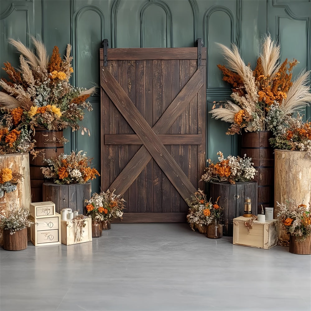 Scheunentor-Hintergrund Landhaus-Charme Floral Herbst-Hintergrund CSH6-189