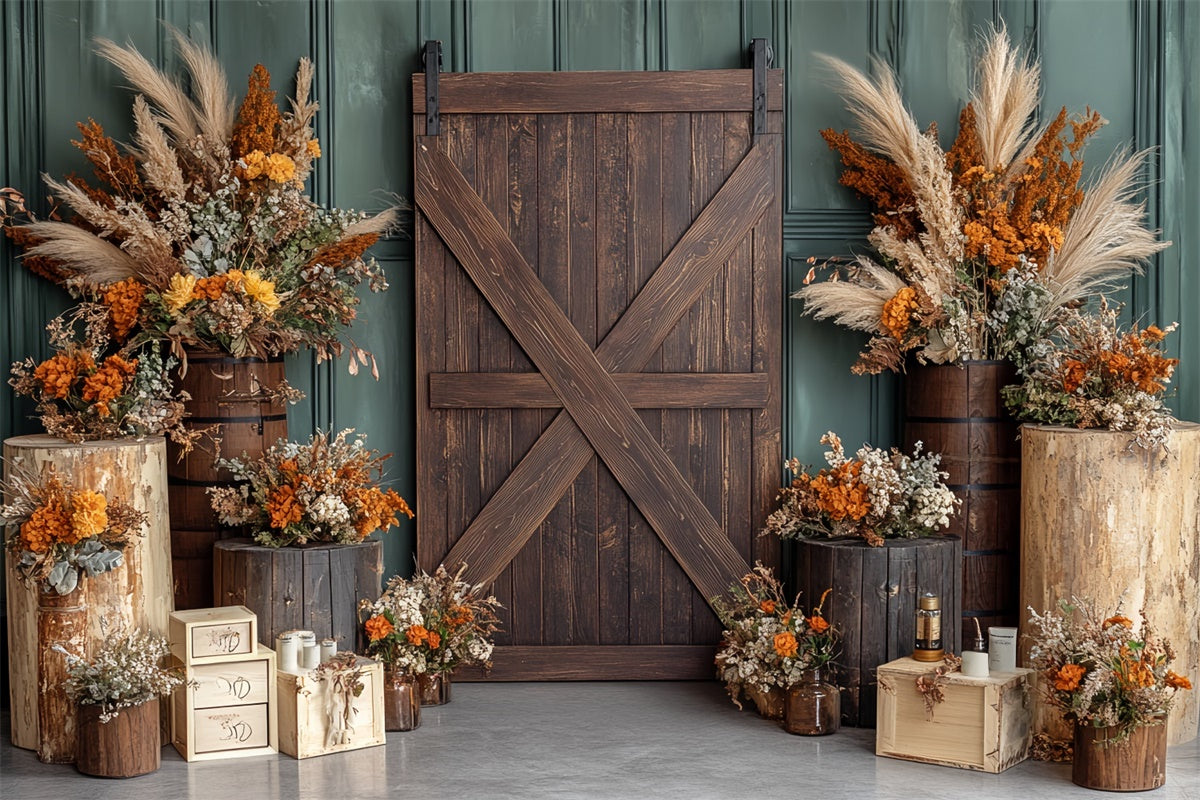 Scheunentor-Hintergrund Landhaus-Charme Floral Herbst-Hintergrund CSH6-189