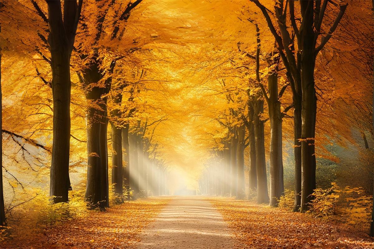 Wald Backdrop Sunlit Amber Path Autumn Leaves Backdrop CSH6-191