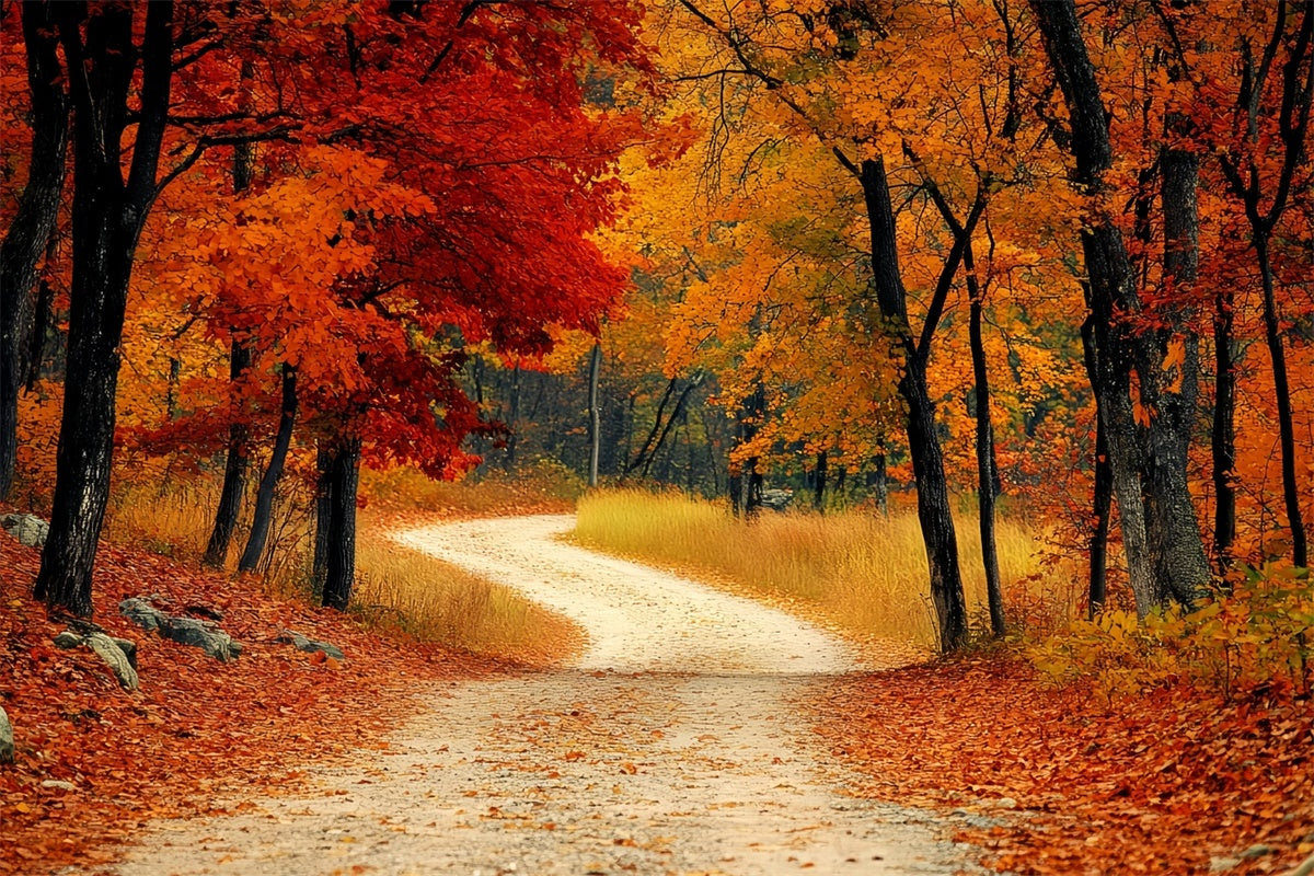 Forest Backdrops Rustic Redwoods Pfad Herbst Blätter Hintergrund CSH6-193