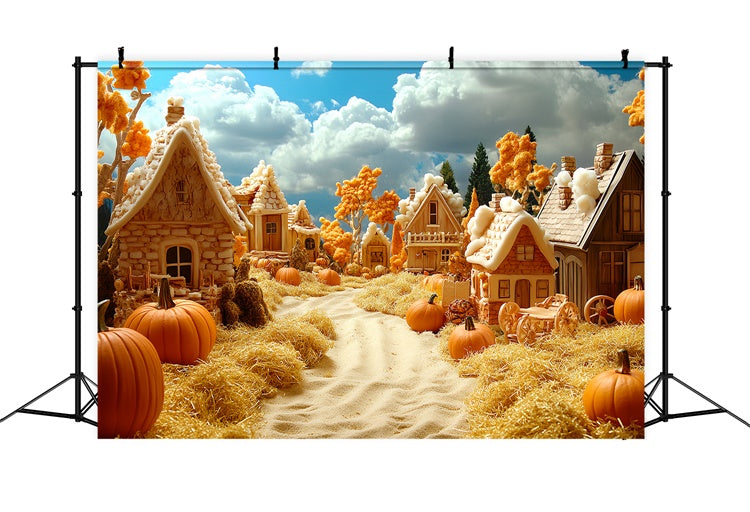 Herbst-Hintergrund für Fotos Kürbis Cottage Lane Backdrop CSH6-197