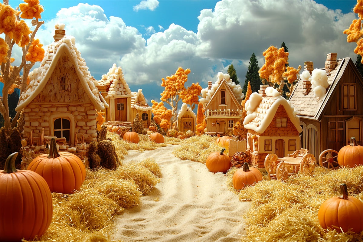 Herbst-Hintergrund für Fotos Kürbis Cottage Lane Backdrop CSH6-197