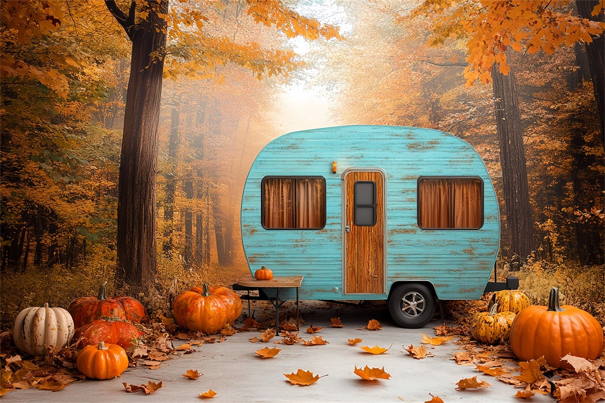 Wald Fotokulisse Kürbis Wald Camper Herbst Fotokulissen CSH6-200