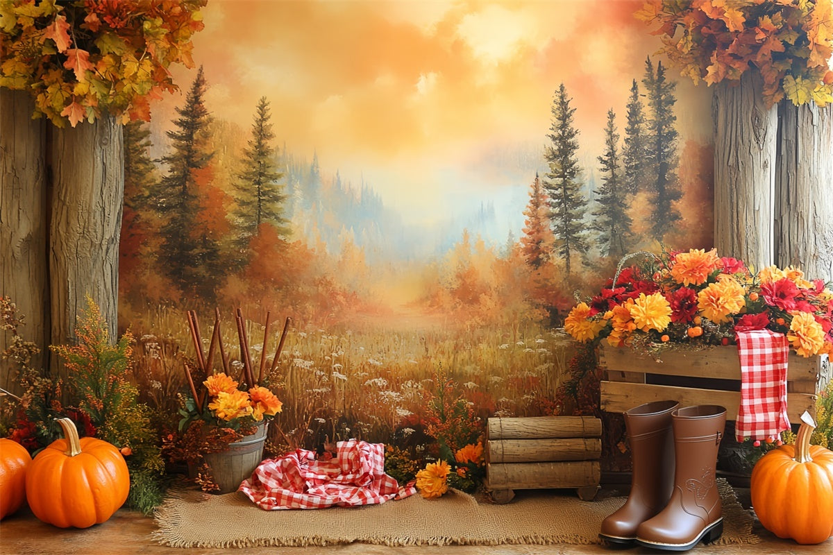 Wald Backdrops Bergblick Kürbis Herbst Backdrops CSH6-205