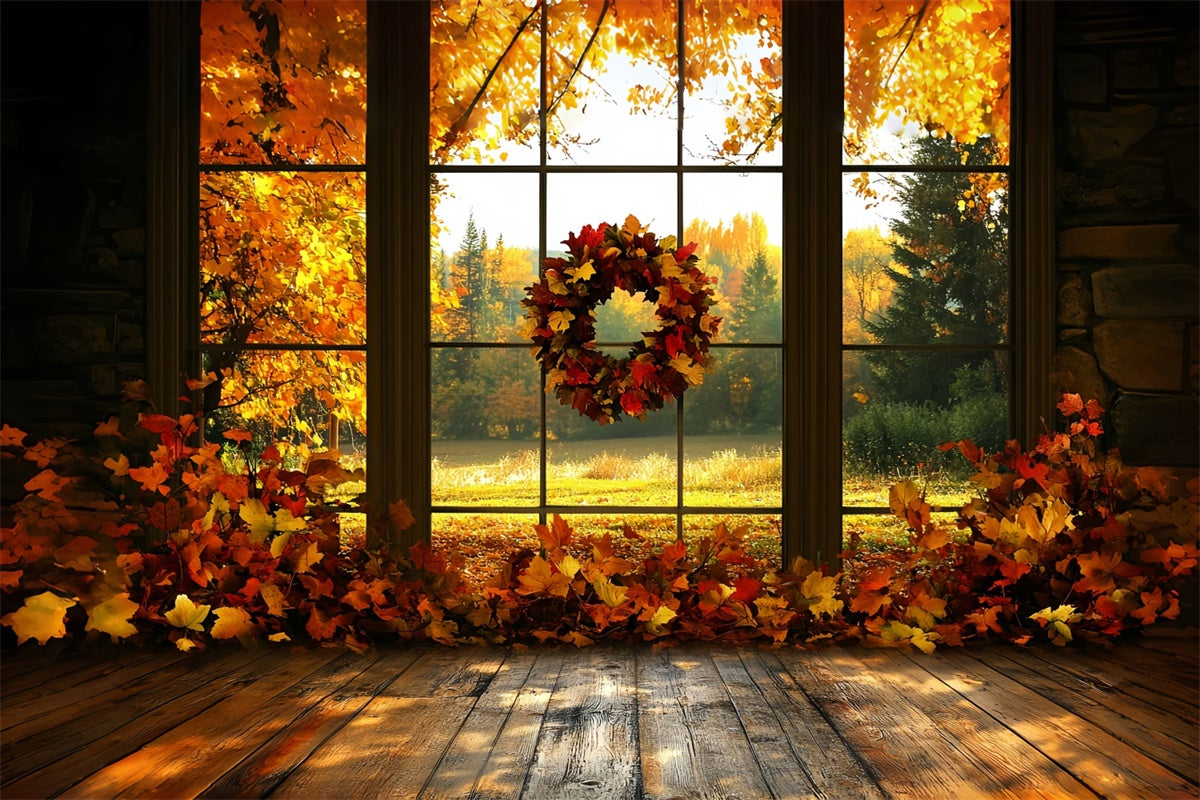 Herbstblätter Backdrop Ahornkranz Sonnenuntergang Backdrop CSH6-211