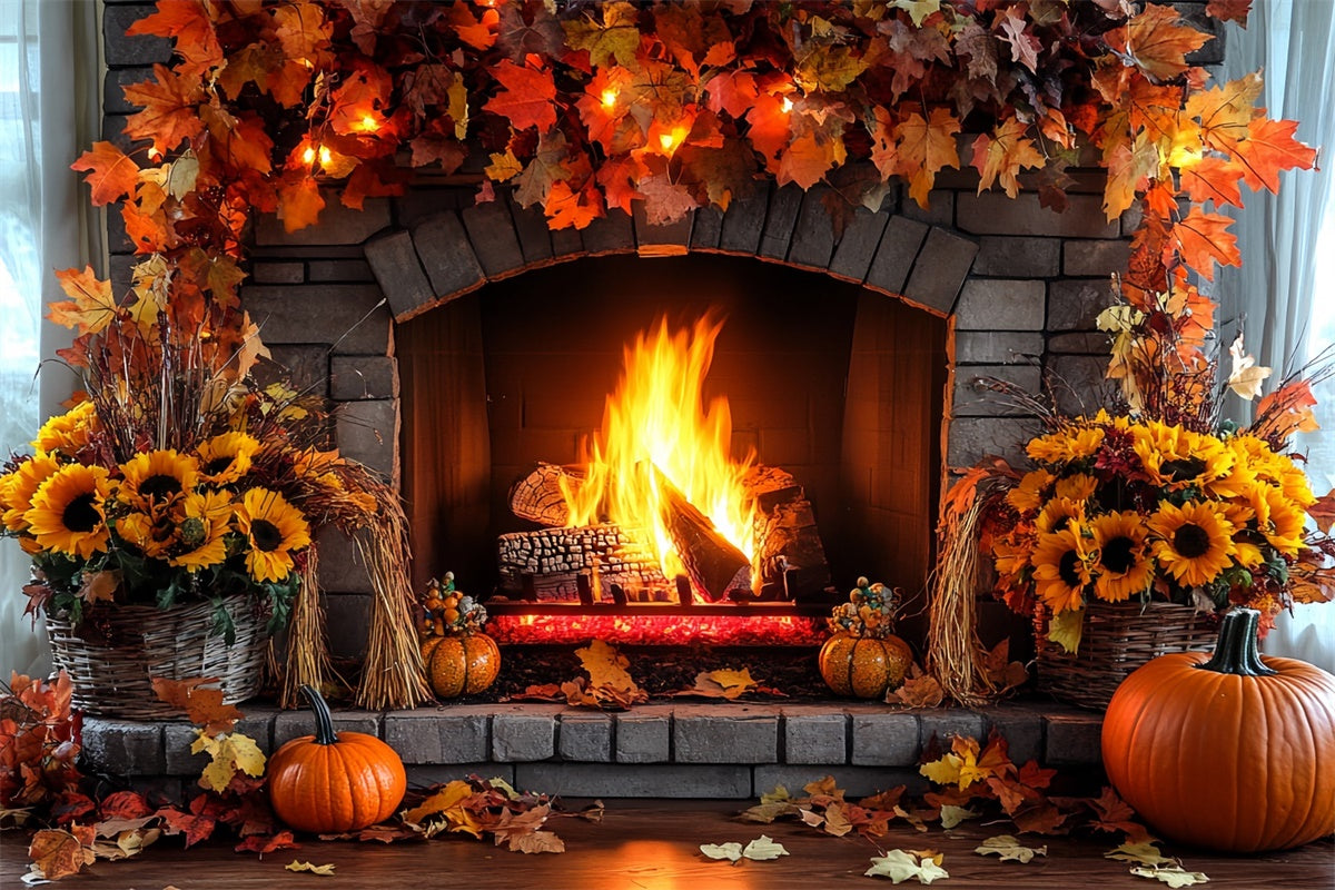 Herbst Fotohintergrund Rustikale Wärme Kaminhintergrund CSH6-212