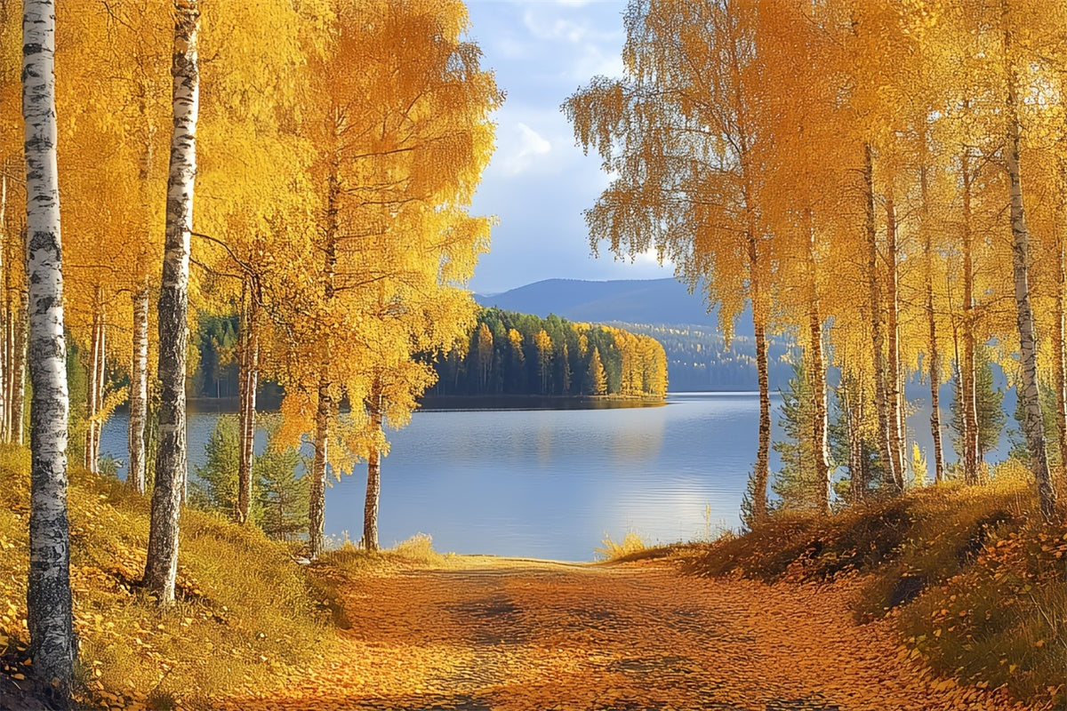 Wald-Hintergrundbilder Goldene Birke See Herbst-Fotohintergrundbilder CSH6-221