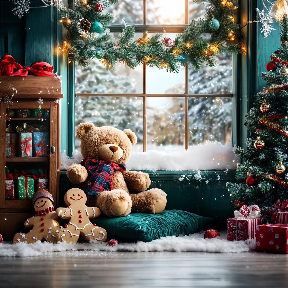 Weihnachten Backdrop für Fotos Teddybär Lebkuchen Backdrop CSH6-252