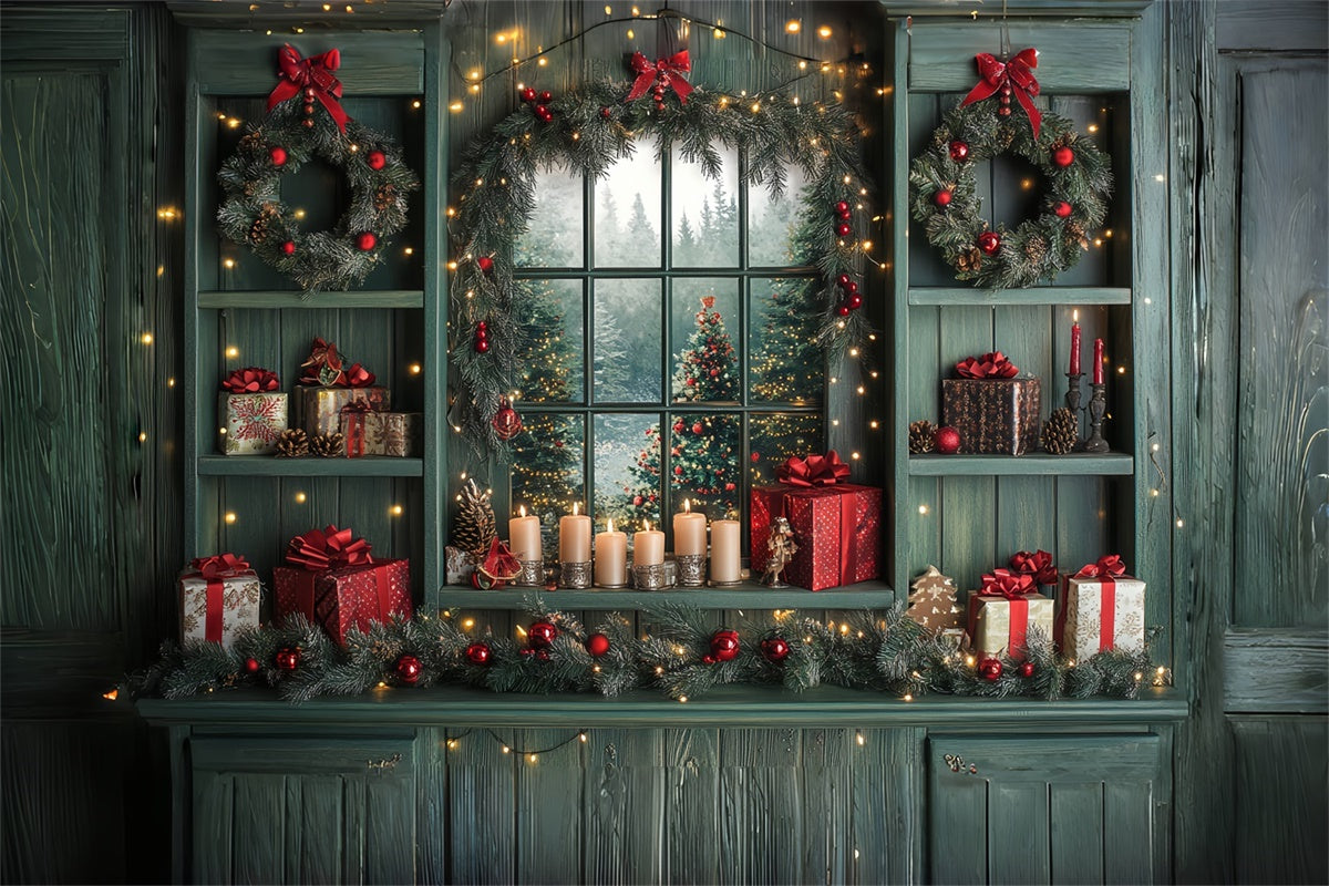 Weihnachten Fotokulissen Gemütliche Weihnachten Fenster Hintergrund CSH6-258