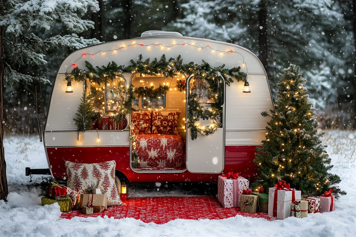 Weihnachten Backdrop für Fotos Retro Holiday Camper Hintergrund CSH6-260