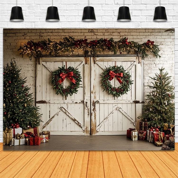 Professionelle Weihnachten Backdrops White Holiday Barn Backdrop CSH6-264