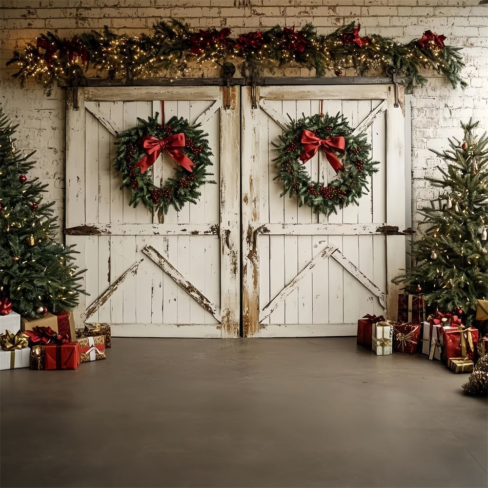Professionelle Weihnachten Backdrops White Holiday Barn Backdrop CSH6-264