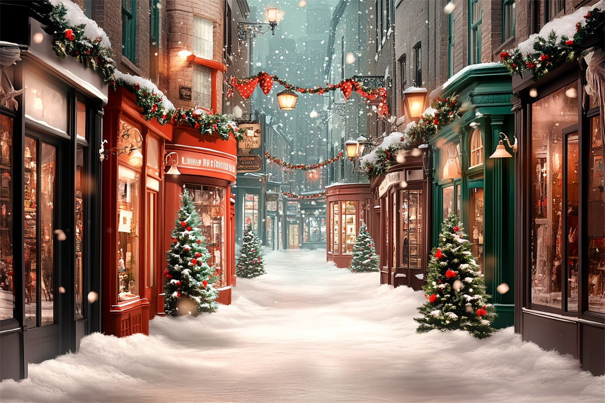 Weihnachten Dorf Backdrop Cozy Winter Straße Backdrop CSH6-265