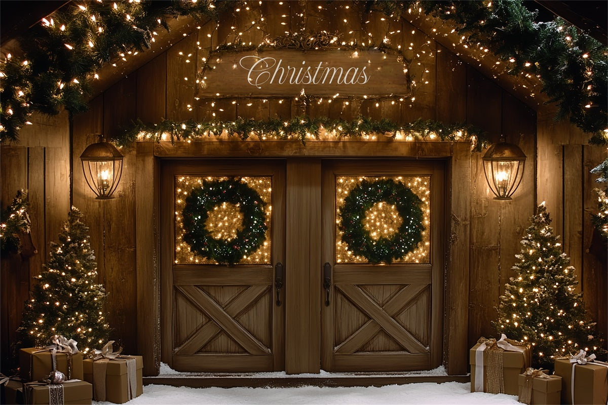 Weihnachten Fotografie Backdrops Festliche Hütte Eingang Hintergrund CSH6-267