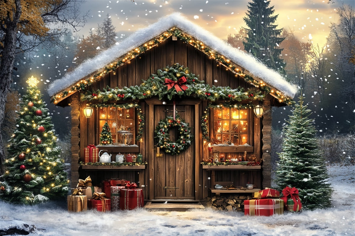 Professionelle Weihnachten Backdrops Snowy Lodge Magic Backdrop CSH6-272