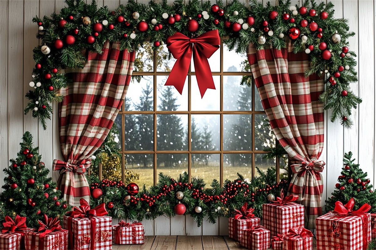 Weihnachten Fotokulissen Rustikale Urlaub Fenster Hintergrund CSH6-274