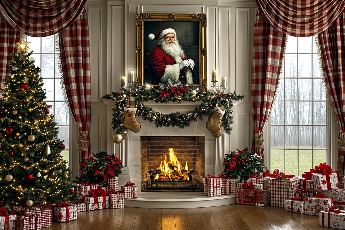 Weihnachten Kamin Backdrop Traditionelle Urlaub Herd Hintergrund CSH6-275