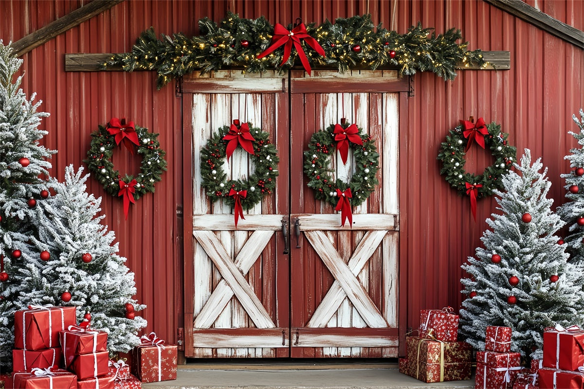 Weihnachten Backdrops für Fotografie Holiday Red Barn Backdrop CSH6-278