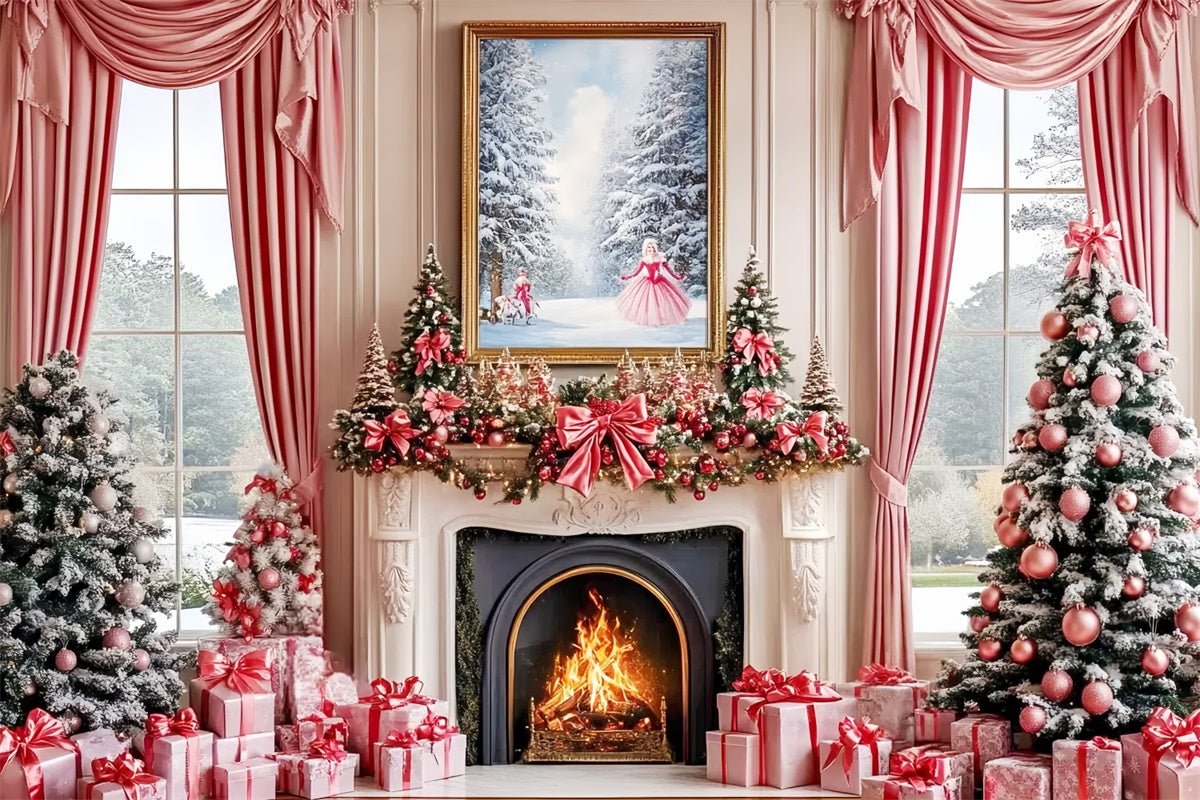 Weihnachten Kamin Backdrop Blush Holiday Hearth Backdrop CSH6-280