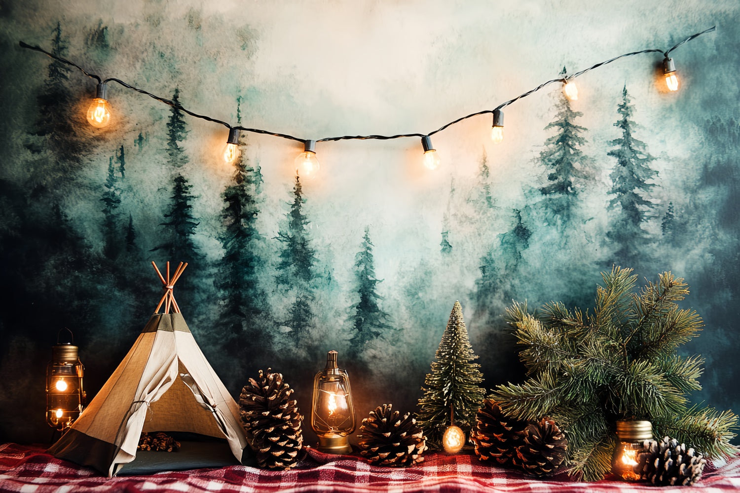 Smash Cake Backdrop Woodland Zelt Fee Lichter Hintergrund CSH6-291