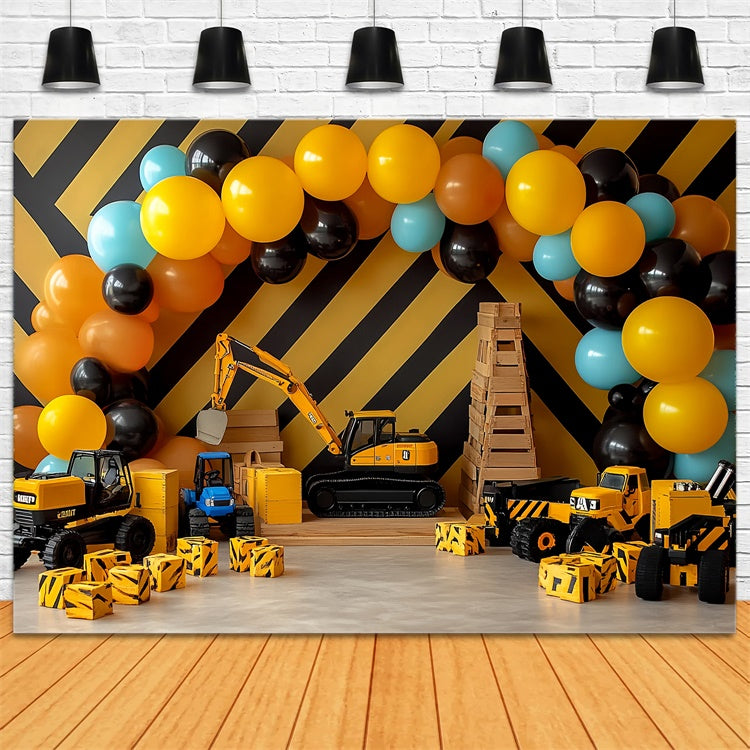 Cake Smash Backdrop Junge Construction Fun Party Backdrop CSH6-299