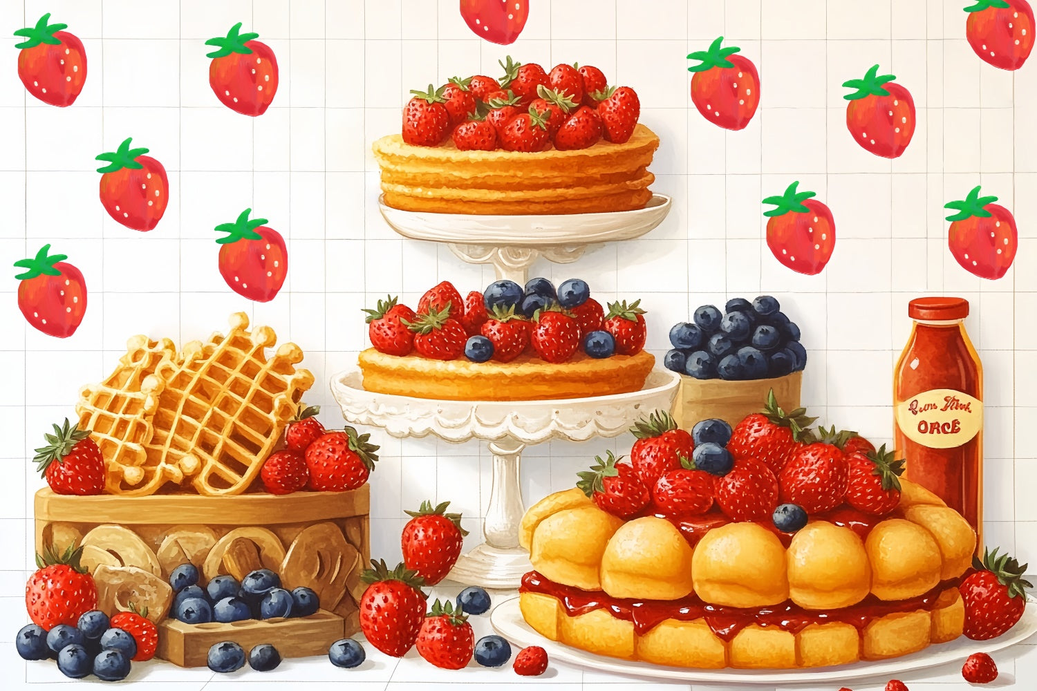 Geburtstag Backdrops Strawberry Waffle Delight Backdrop CSH6-300