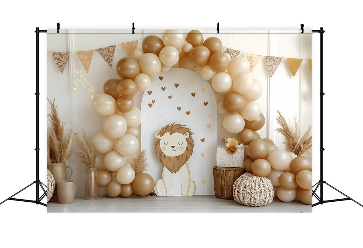 Smash Cake Backdrop Kleiner Löwe Ballonbogen Backdrop CSH6-302