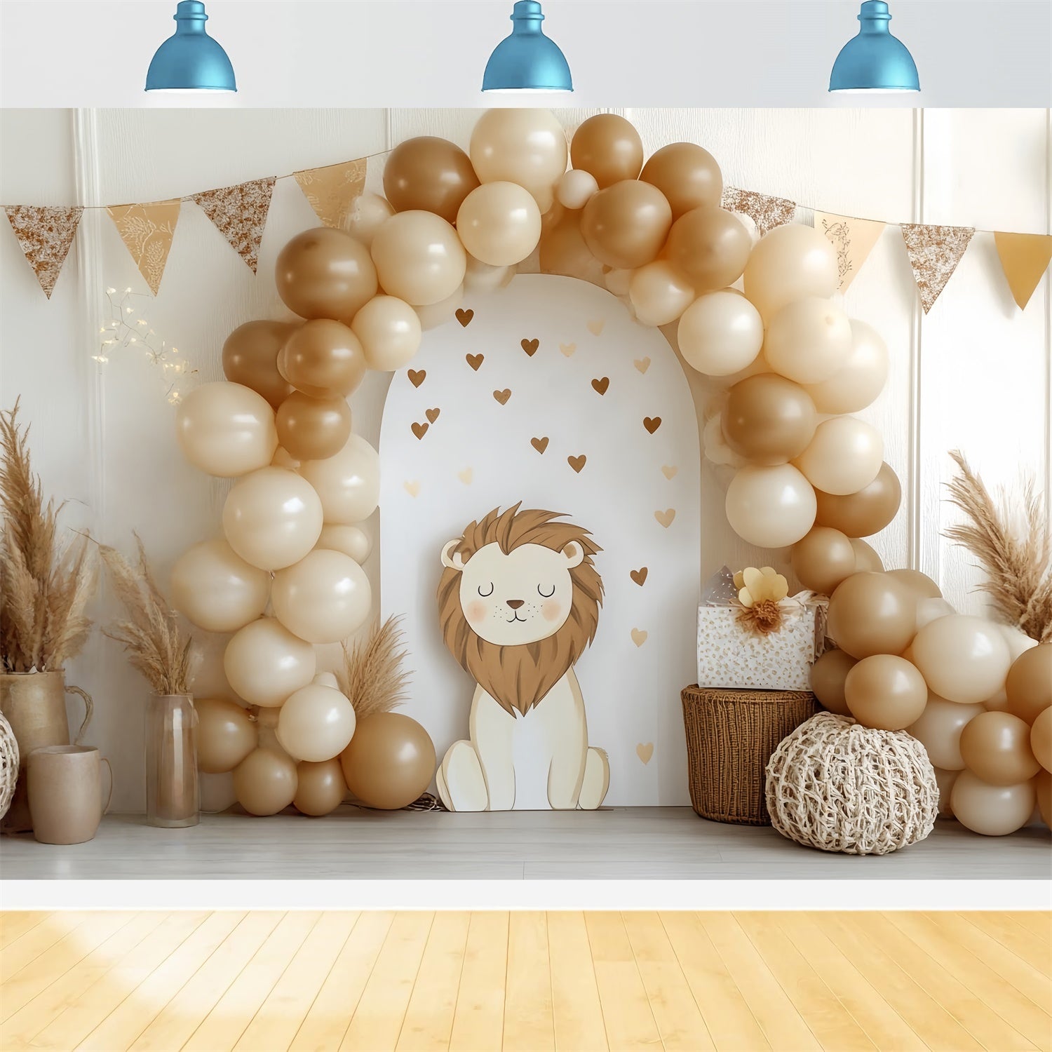 Smash Cake Backdrop Kleiner Löwe Ballonbogen Backdrop CSH6-302