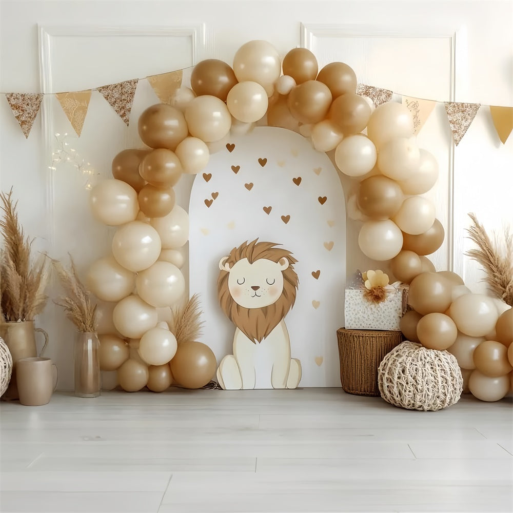 Smash Cake Backdrop Kleiner Löwe Ballonbogen Backdrop CSH6-302