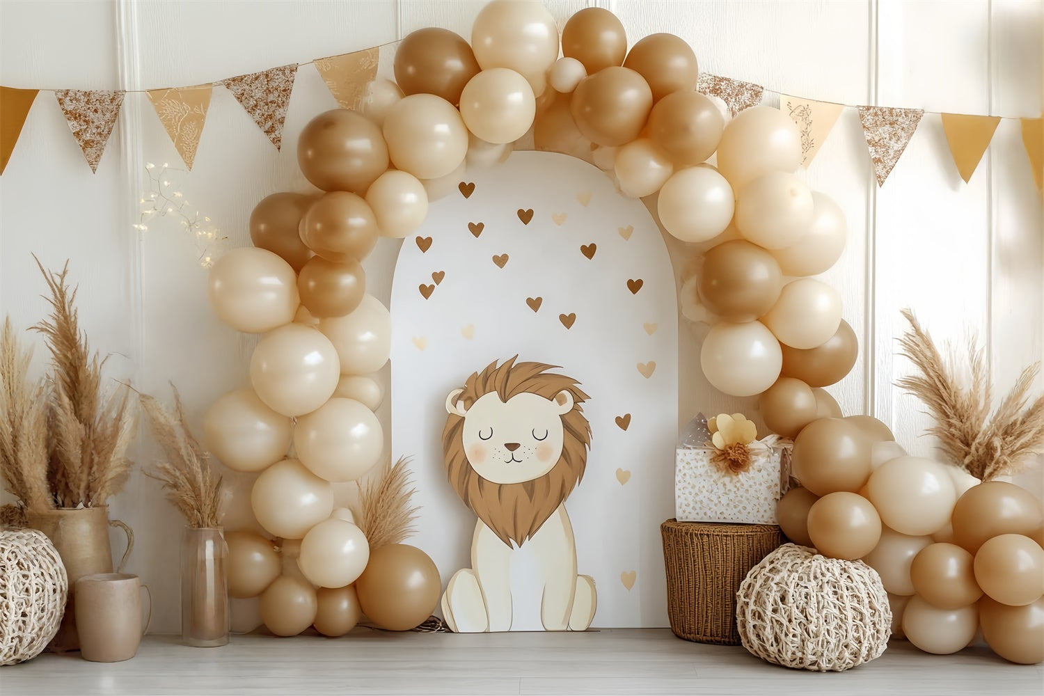 Smash Cake Backdrop Kleiner Löwe Ballonbogen Backdrop CSH6-302