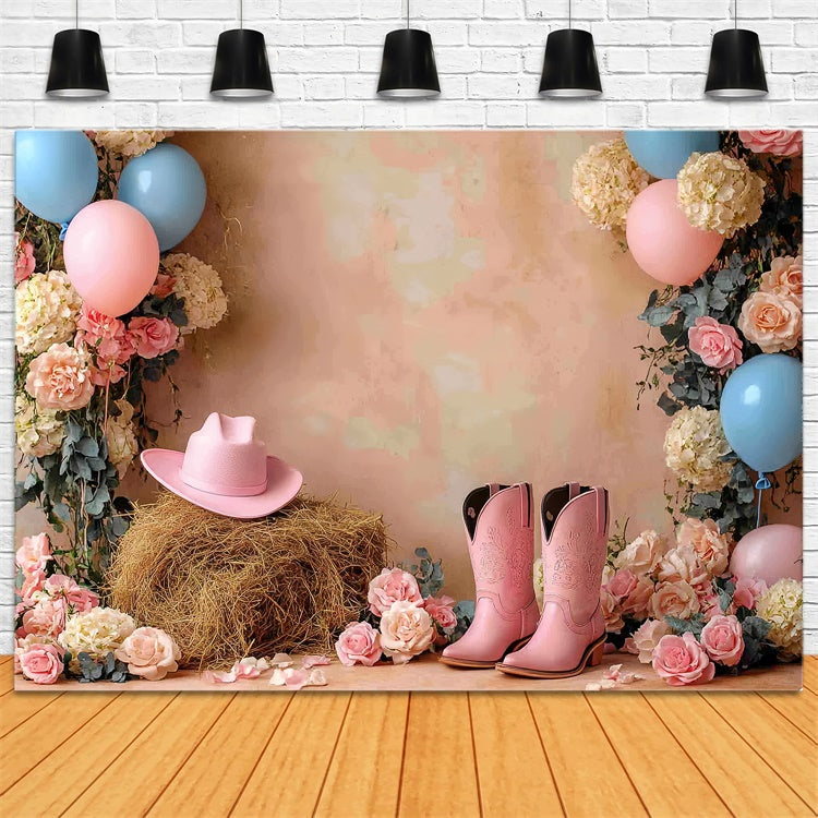 Cake Smash Backdrop Mädchen Pink Cowgirl Rodeo Backdrop CSH6-303