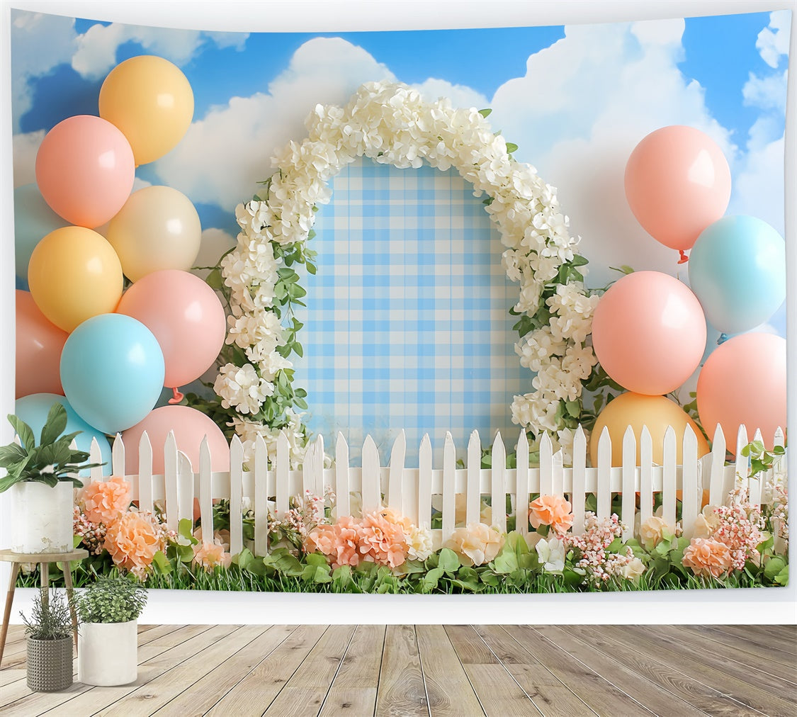 Tortenfotografie Backdrops Pastell Ballon Wiese Backdrop CSH6-304