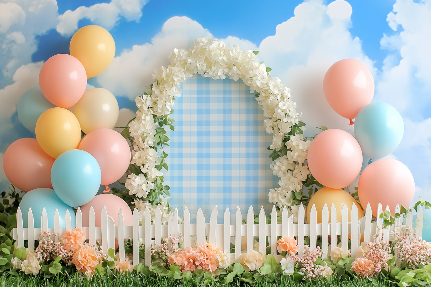 Tortenfotografie Backdrops Pastell Ballon Wiese Backdrop CSH6-304