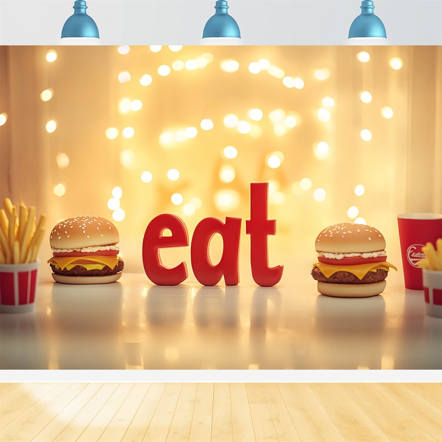 Cake Smash Backdrops Burger Pommes Glow Backdrop CSH6-314