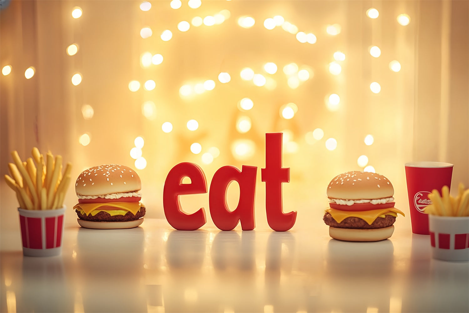Cake Smash Backdrops Burger Pommes Glow Backdrop CSH6-314