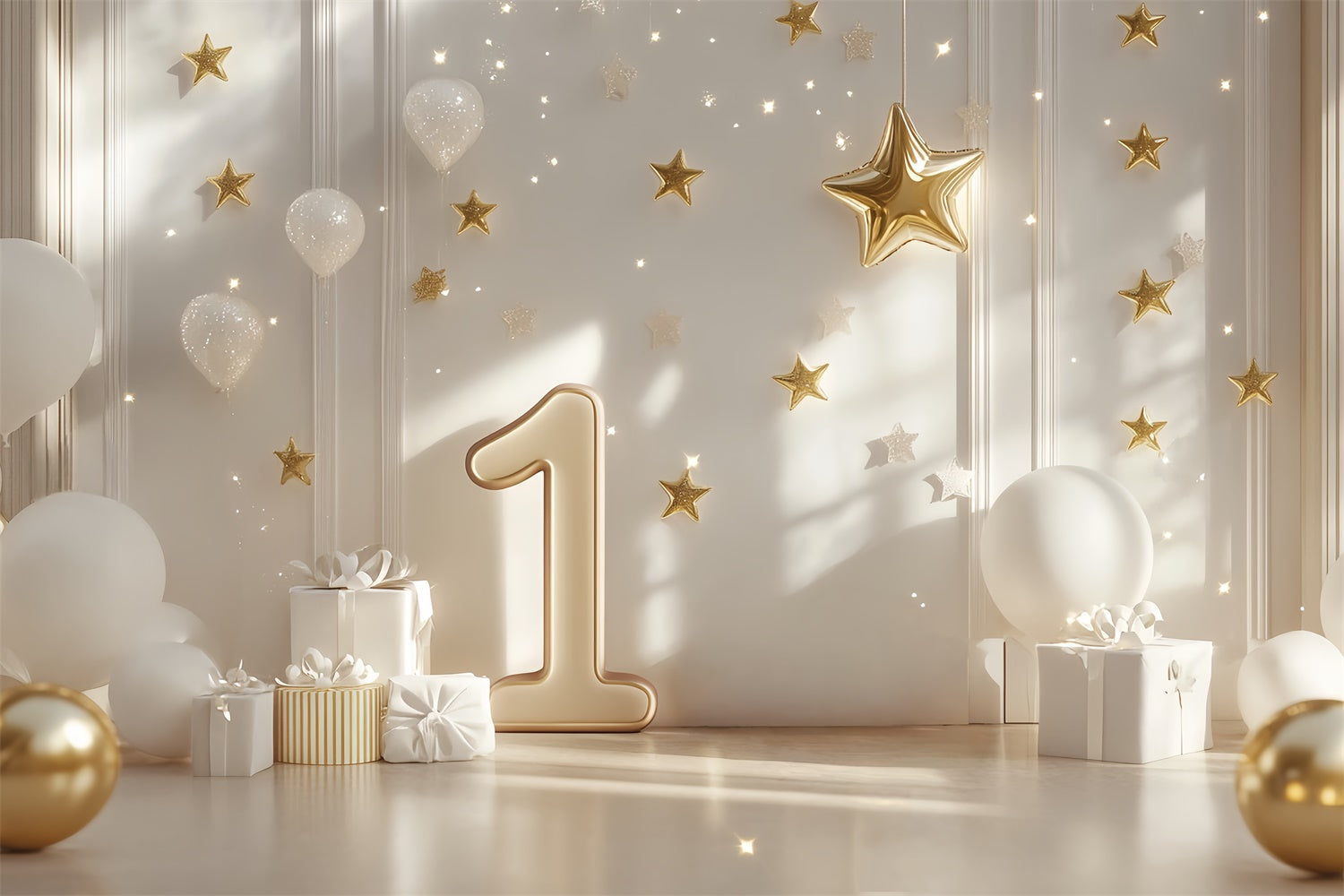 1. Geburtstag Backdrop Twinkle Gold Star Luxe Backdrop CSH6-326