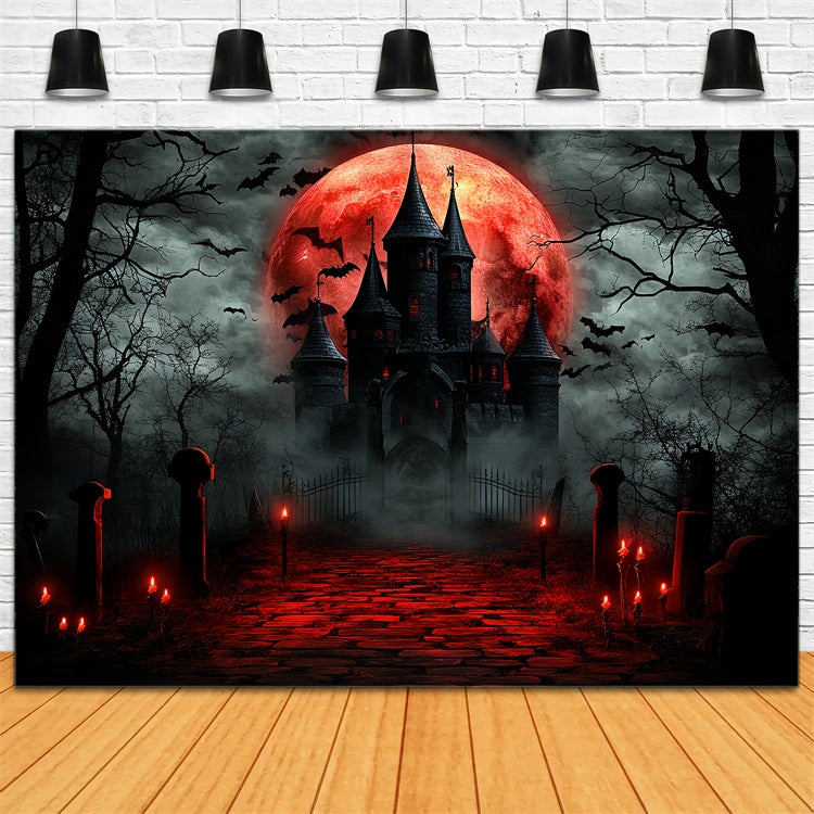 Halloween Moon Backdrop Blutmond Haunted Castle Backdrop CSH6-66