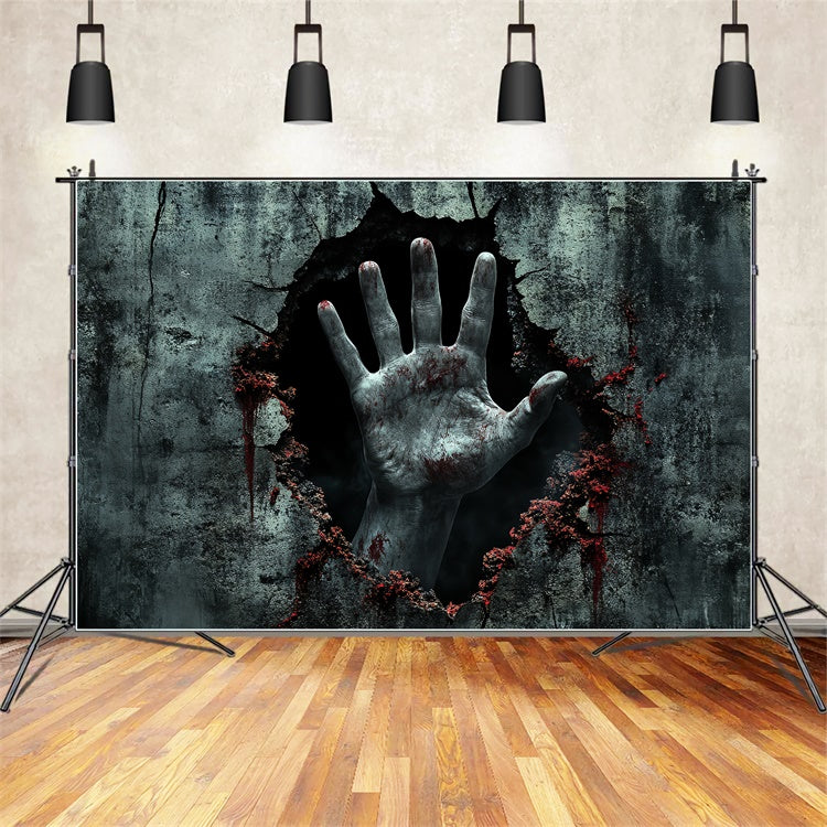 Gruselige Halloween-Hintergrundkulisse Blutiger Ausbruch Horror Wandhintergrund CSH6-72