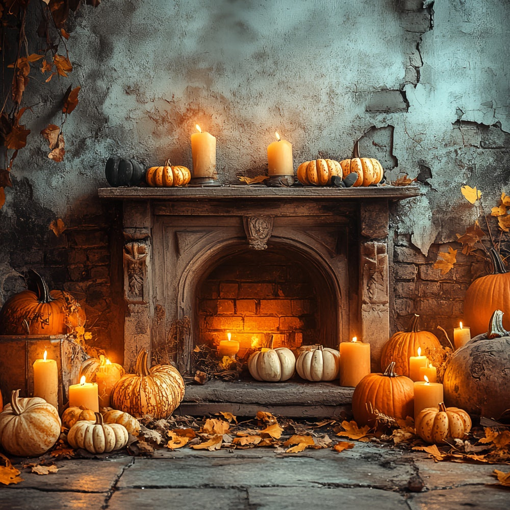 Halloween Fotohintergrund Geisterhafte Ernte Kaminhintergrund CSH6-73