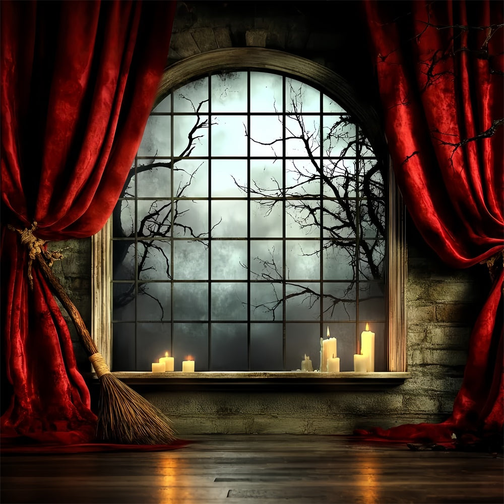Halloween Fotohintergrund Fenster mondbeschienene Nacht Hintergrund CSH6-74