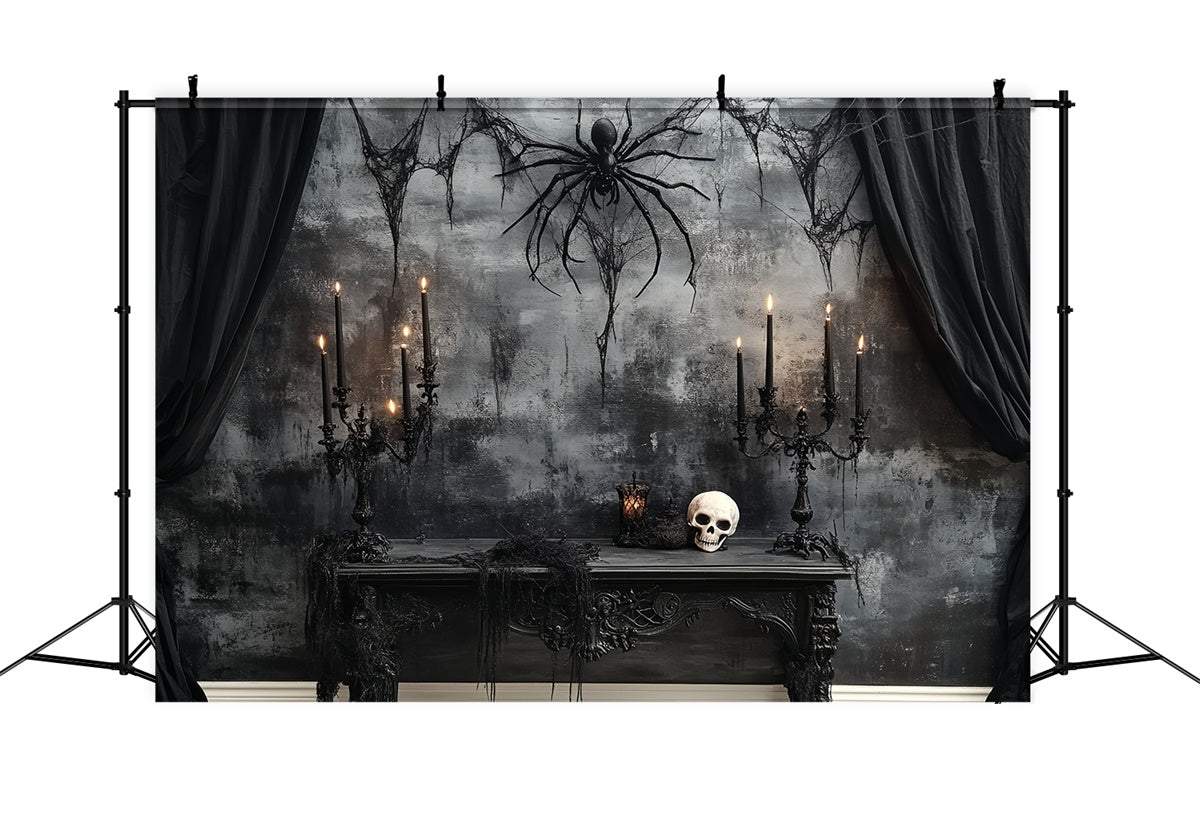 Gruselige Halloween Kulisse Totenkopf Spinne Mitternachtsaltar Kulisse CSH6-77
