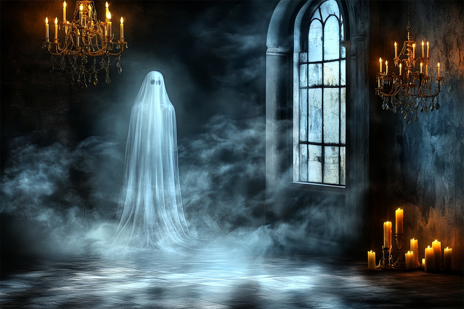 Fotografie Halloween Backdrop Geisterhaft Gothic Fenster Hintergrund CSH6-78